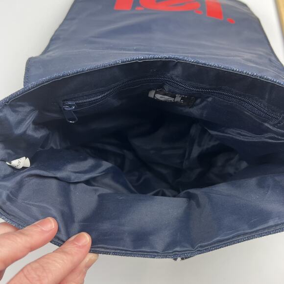 LEI Jeans Denim Crossbody Bag Blue American Flag Smiley Love Patches Y2K - Picture 6 of 14